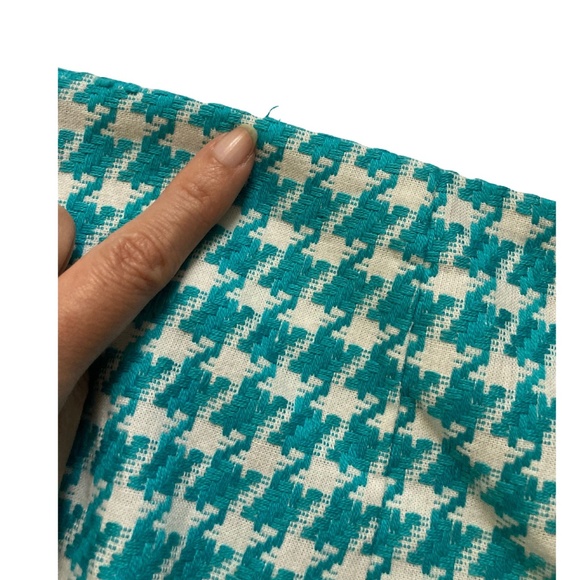 Talbots white, and aqua houndstooth midi skirt - Picture 10 of 10